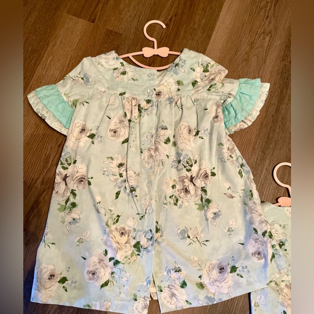 Sister matching set sewn with love,  12 month romper & 3T dress - Picture 10 of 16